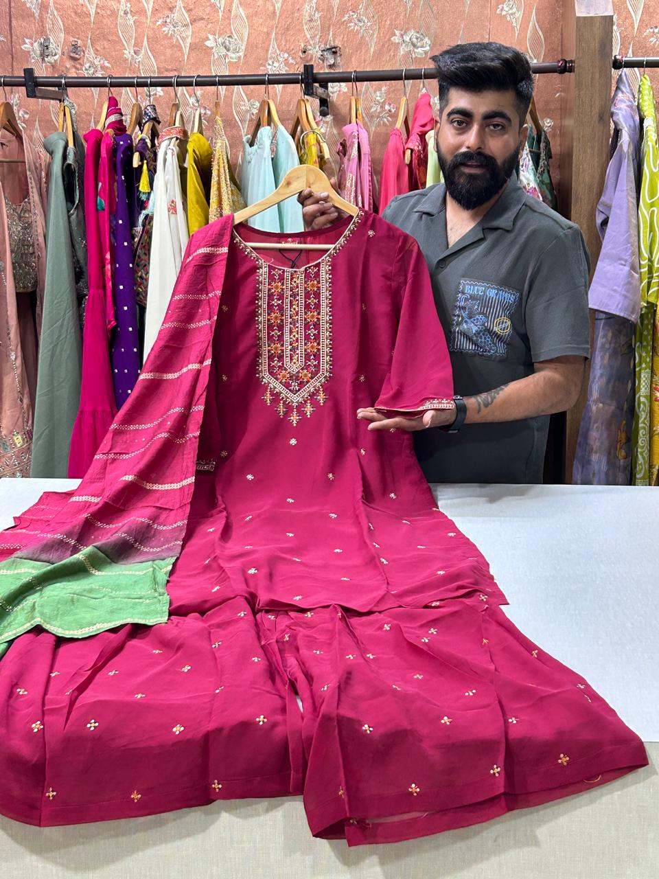 PLAZO SUIT WITH LONG KURTI