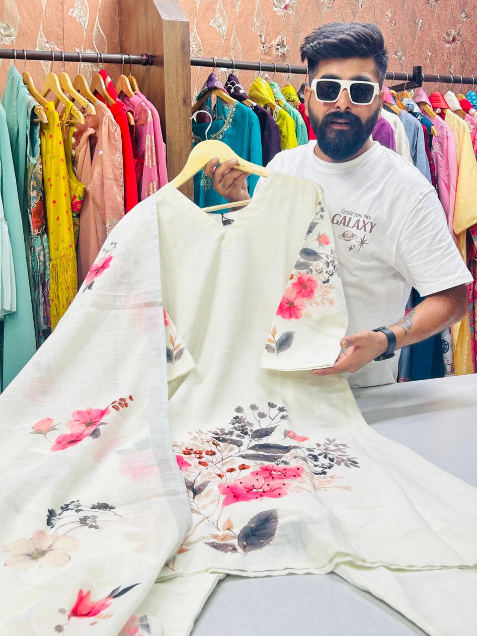 WHITE A-LINE 3PCS SUIT SET